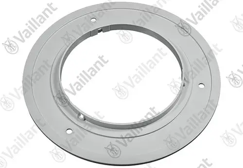 Vaillant Rosette in rundem Design, mit zentralem Loch und mehreren Befestigungslöchern, aus Kunststoff gefertigt. Ideal für die Montage in Heizsystemen.